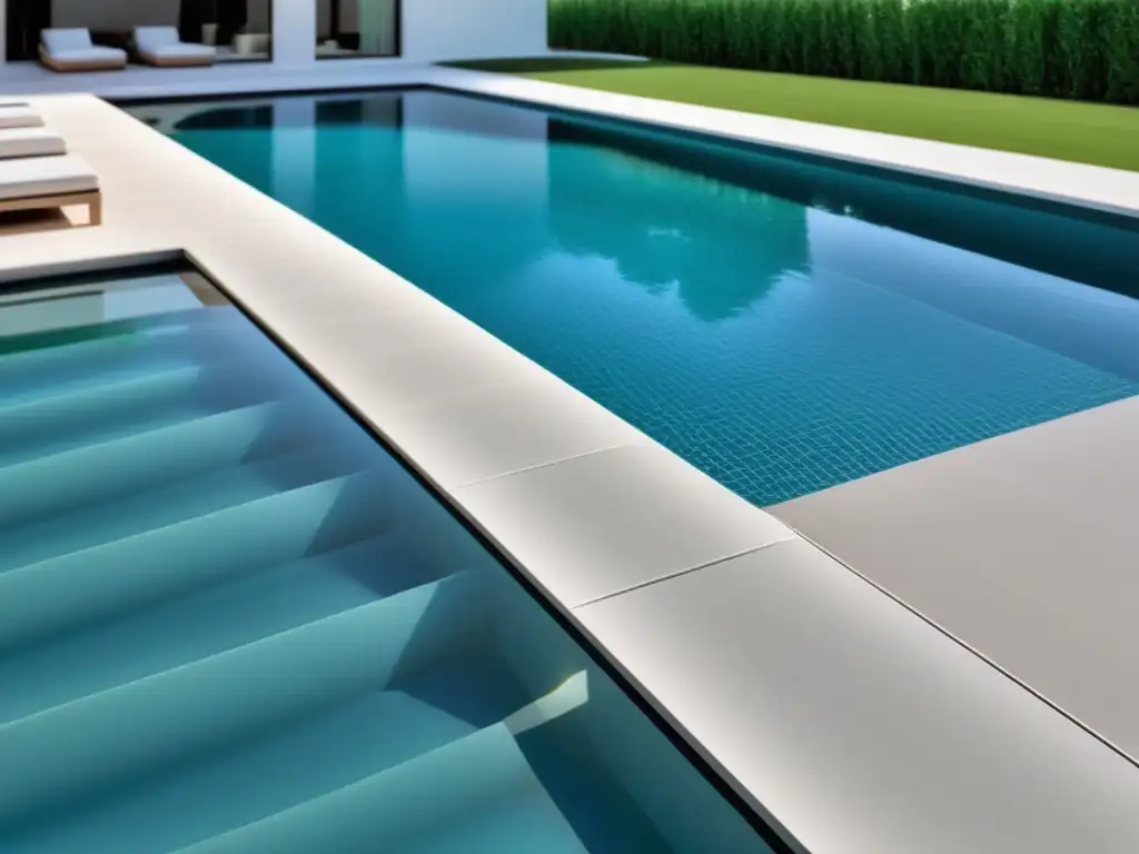 Foto de lujo de área de piscina con recubrimiento antideslizante Un área de piscina lujosa y segura con revestimientos antideslizantes para piscinas