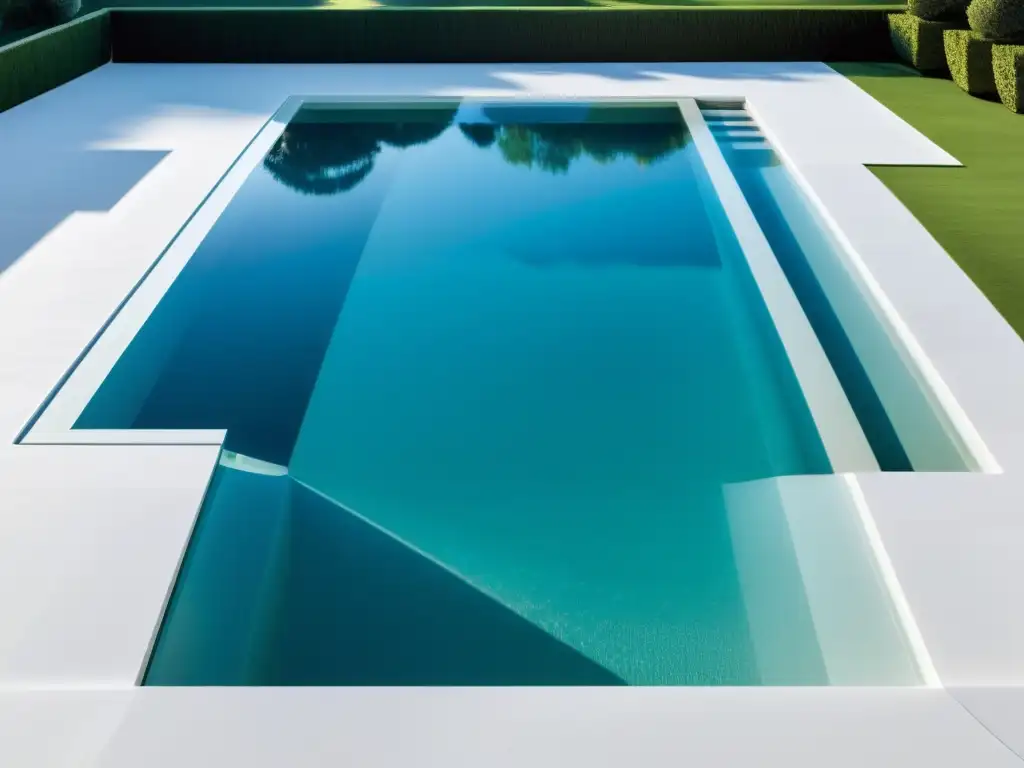 Piscina de lujo con cubierta transparente y diseño minimalista Cobertor de piscina transparente de lujo proyectando elegancia y protección en un entorno contemporáneo de alta gama