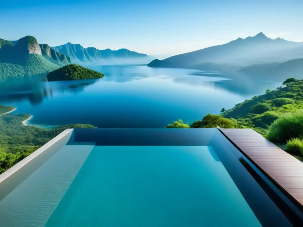 Infinity pool de lujo en entorno natural Diseño y construcción de piscinas: Infinity pool de lujo con vistas naturales impresionantes y diseño contemporáneo