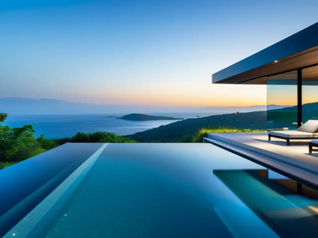 Infinity pool de diseño moderno con vista impresionante Diseño y construcción de piscinas modernas con vistas impresionantes y atmósfera serena y lujosa
