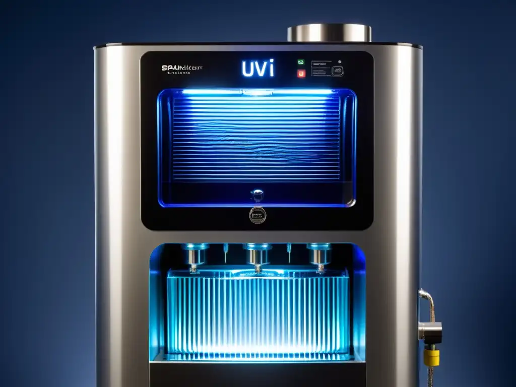 UV Poder: Purificación de agua para spa de vanguardia Detalle de purificador de agua con tecnología UV para spas