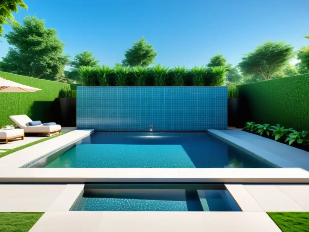 Exclusivo diseño de piscina terapéutica para el hogar Diseños terapéuticos para piscinas en casa: moderna piscina con mosaicos azules y entorno relajante