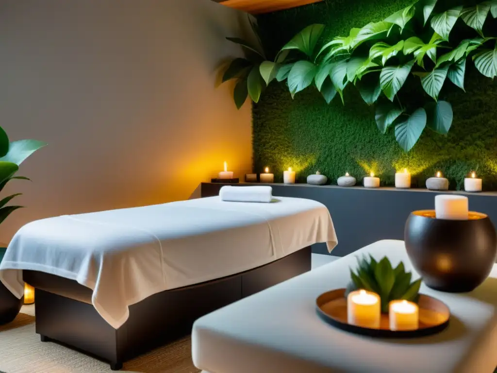 Exclusivo spa de lujo con ambiente moderno y relajante Un evento exclusivo en un lujoso spa con decoración minimalista en tonos suaves
