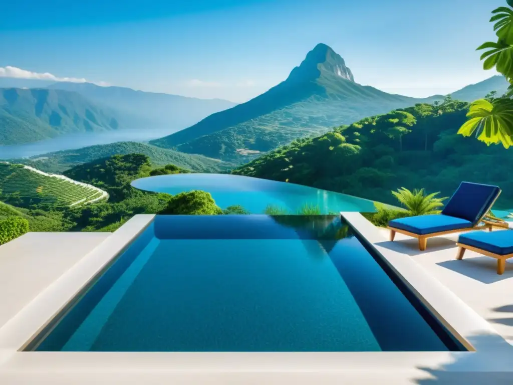 Infinity pool de lujo con vista a la montaña Exclusiva piscina infinita moderna con diseño elegante y vistas a la montaña