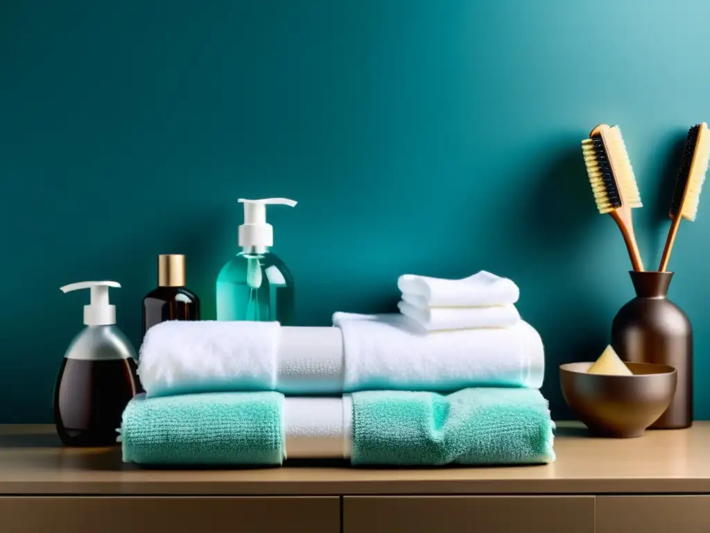 Una imagen cristalina y reluciente de un spa impecable con productos de limpieza profesionales y técnicas para el mantenimiento del spa