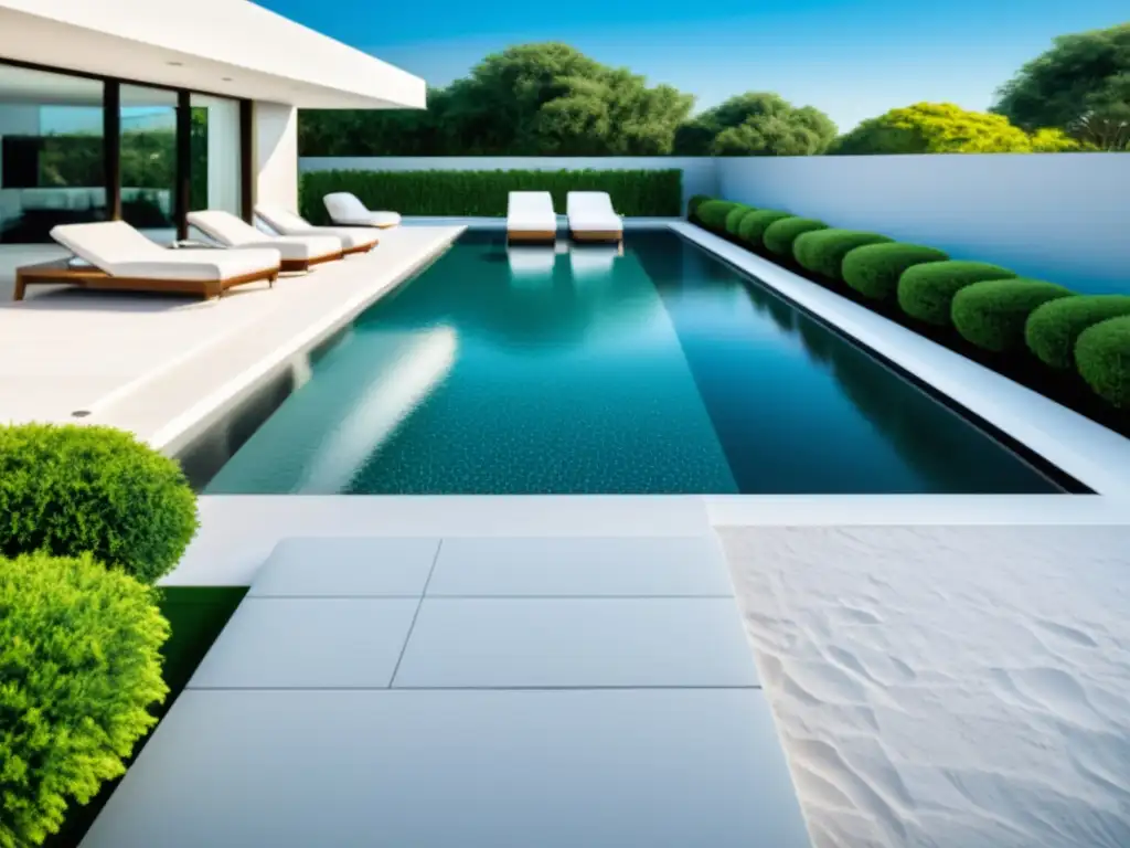Piscina moderna con revestimiento antideslizante y estilo elegante Imagen detallada de una moderna piscina con revestimientos antideslizantes, elegante diseño y ambiente de lujo y seguridad