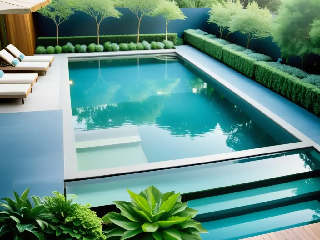 Comparación impactante de piscina: lado convencional azul artificial vs