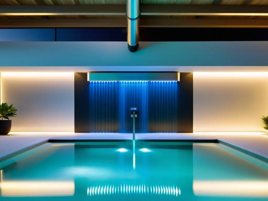 Purificación de agua de piscina de alta tecnología Los mejores sistemas de purificación de agua para piscinas, diseño moderno y eficiente, rodeado de lujo y comodidad