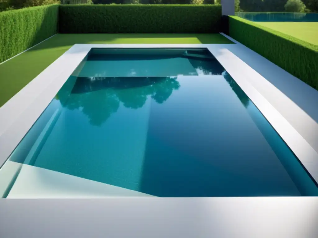 Cubierta de piscina transparente y moderna: seguridad y estilo Un moderno cobertor de piscina con diseño elegante y material transparente que brinda protección y visibilidad al agua
