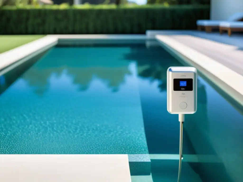 Sistema de alarma de piscina de lujo: tecnología de seguridad elegante Moderno sistema de alarma para piscina, con diseño minimalista y alta tecnología, garantizando seguridad en un entorno lujoso y sereno