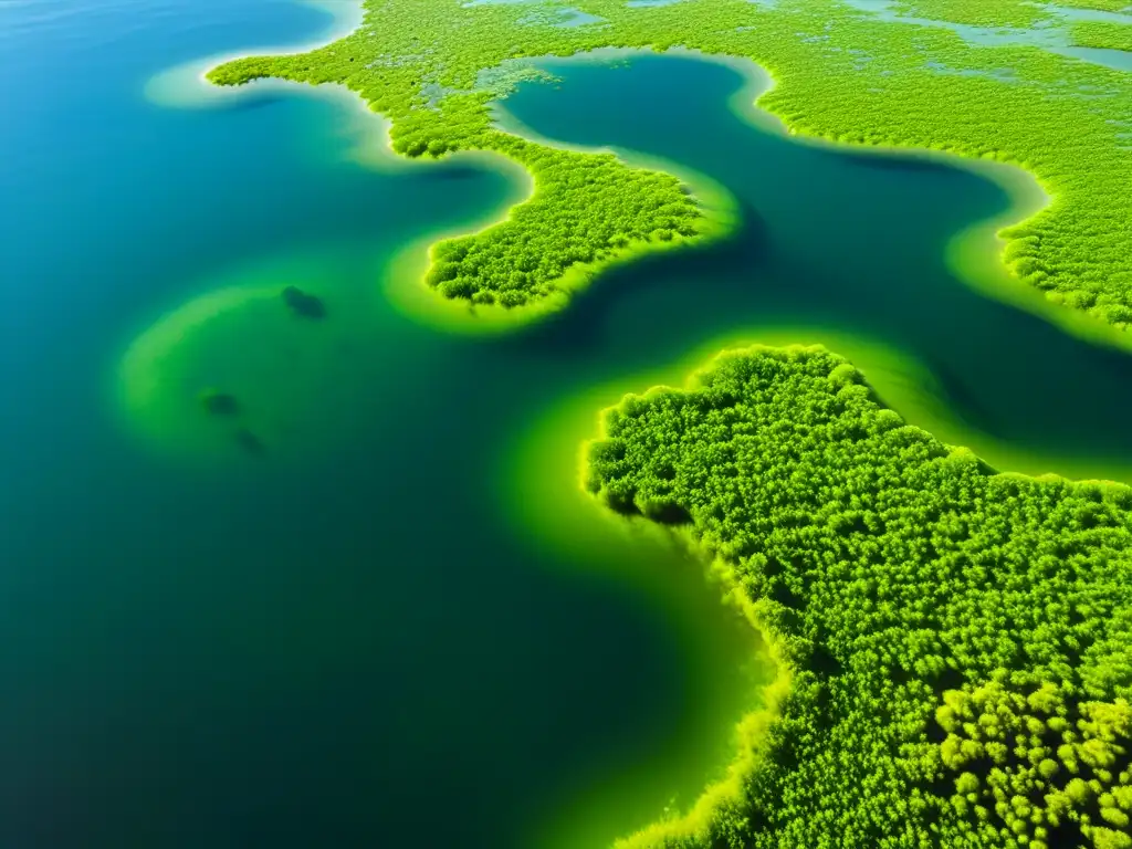 Patrones vibrantes de algas verdes en el agua Un mundo acuático cautivador con algas verdes
