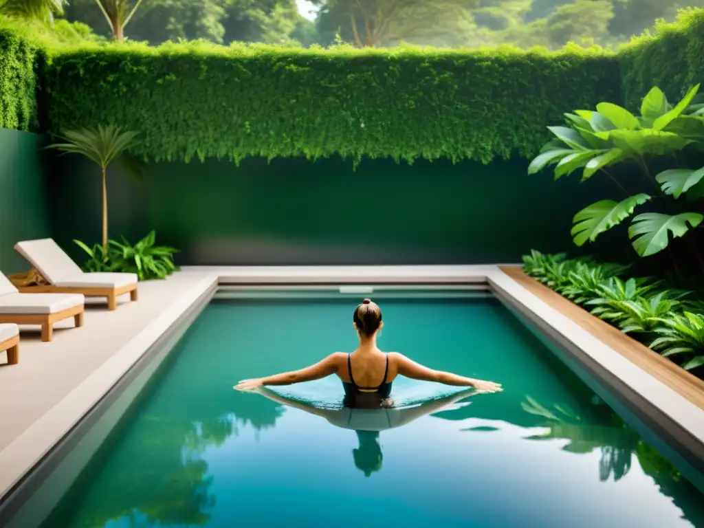 Clase de ejercicios acuáticos en un spa sereno Un oasis de bienestar en un spa, donde un instructor lidera ejercicios fitness acuático