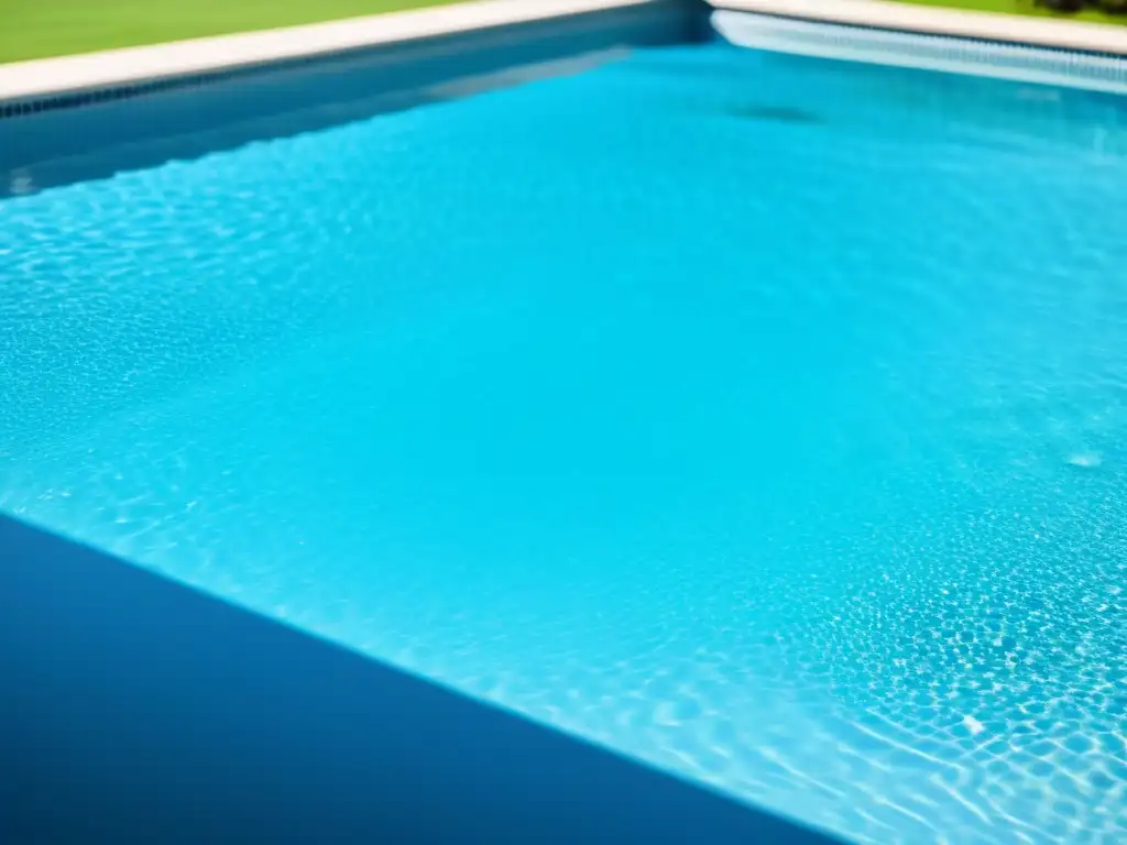 Un oasis cristalino bajo el sol, reflejando palmeras y cielos azules