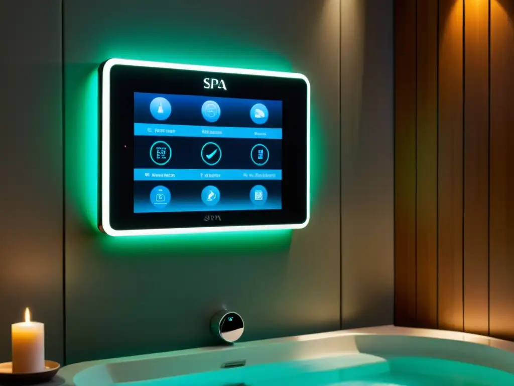 Panel de control de spa casero inteligente con iluminación ambiental suave