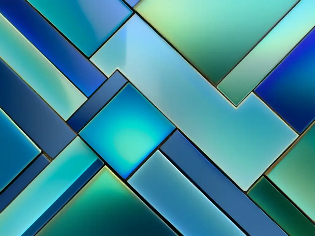 Exquisito mosaico de azul y verde: lujo y profundidad Un patrón de mosaico iridiscente en tonos azules y verdes, crea combinaciones estéticas para piscinas con mosaicos