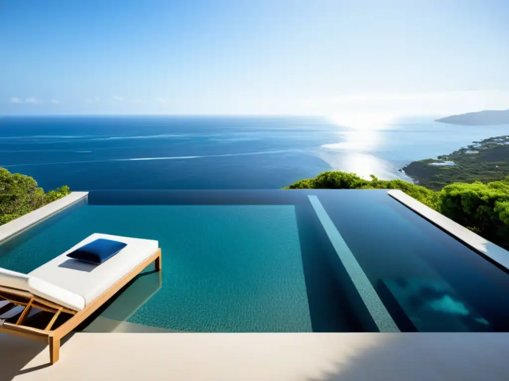 Infinity pool de lujo con vista al mar Piscinas con bordes desbordantes: Infinity pool de diseño moderno con vista al mar, agua cristalina y ambiente sofisticado