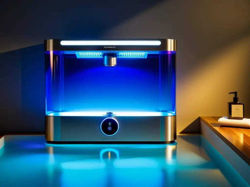 Purificador de agua UV de vanguardia en spa moderno Una purificadora ultravioleta de vanguardia en un lujoso spa