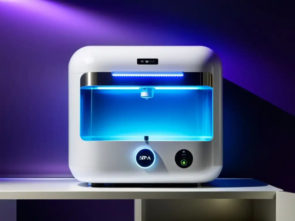 Purificación del Agua: Sistema UV de Alta Tecnología en Spa Vibrante purificación ultravioleta en moderno spa, resaltando beneficios de la purificación ultravioleta